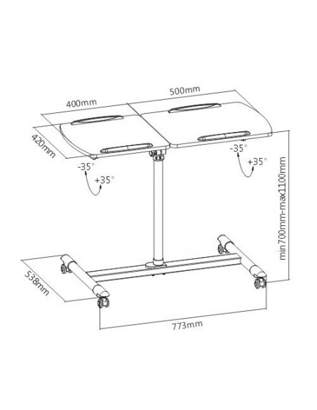 Masuta videoproiector/laptop BlackMount TableStand 5A, inaltime