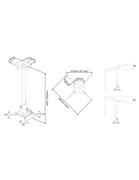 Suport videoproiector de tavan Multibrackets MB-1787, reglabil