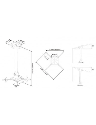 Suport videoproiector tavan Multibrackets MB-0742 Finetune