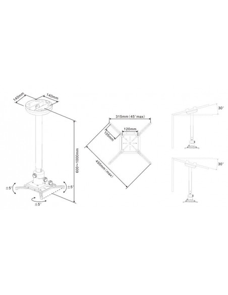 Suport videoproiector tavan Multibrackets MB-0742 Finetune