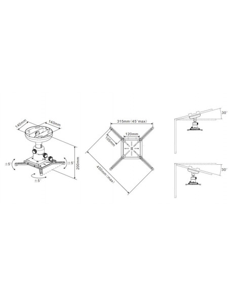 Suport videoproiector de tavan Multibrackets MB-0728, max 15