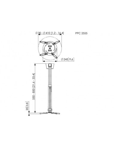 Suport videoproiector Vogels PPC2555 SILVER Professional HEAVY