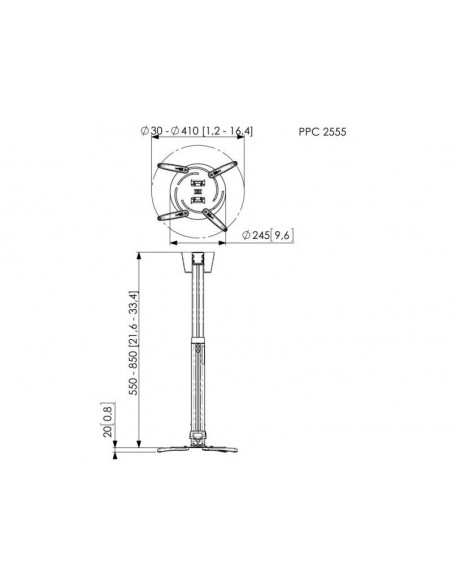 Suport videoproiector Vogels PPC2555 SILVER Professional HEAVY