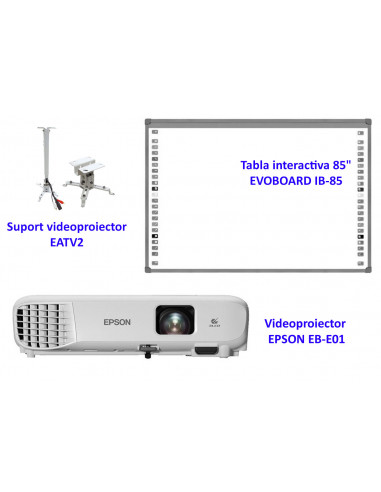 Pachet interactiv EVOBOARD IB85 + EPSON EB-E01 +