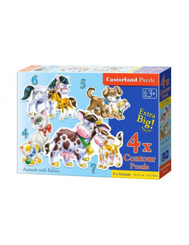 Animal Babies, Puzzle Castorland 4 in 1 - 4, 5, 6, 7