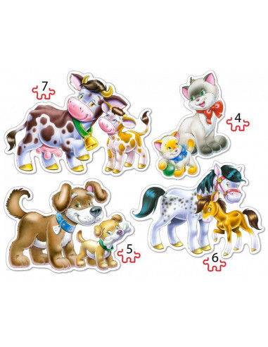 Animal Babies, Puzzle Castorland 4 in 1 - 4, 5, 6, 7