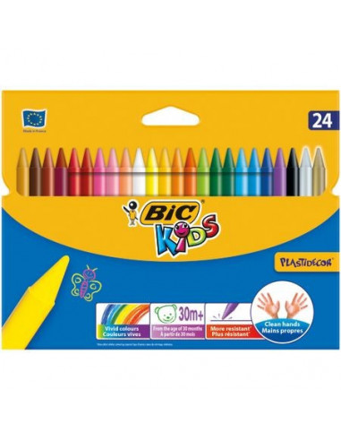 Creioane cerate BIC plastifiate Plastidecor Wallet, 24