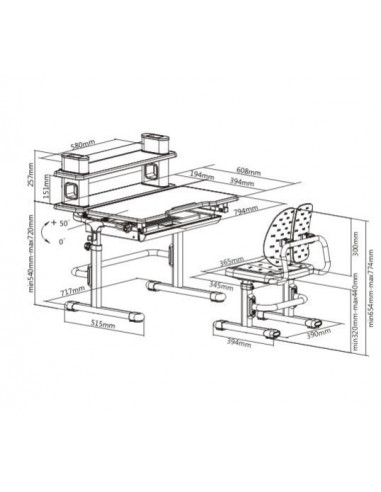 Set birou si scaun copii ergonomic, reglabil in inaltime, ErgoK