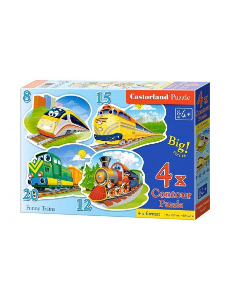 Funny Trains, Puzzle Castorland 4 in 1 - 8, 12, 15, 20