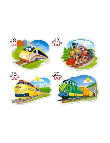 Funny Trains, Puzzle Castorland 4 in 1 - 8, 12, 15, 20