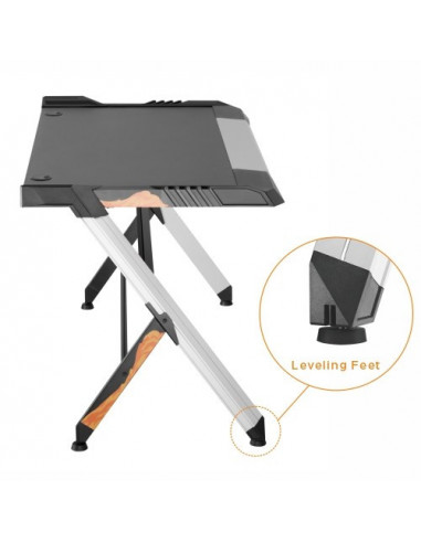 Birou de gaming premium aluminiu Blackmount GMD01-1 cu lumini