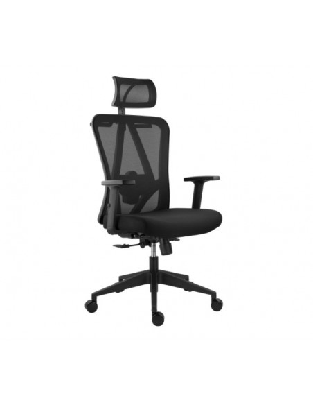 Scaun ergonomic Stacy-H, negru, spatar mesh, tetiera, brate