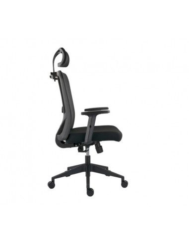 Scaun ergonomic Stacy-H, negru, spatar mesh, tetiera, brate