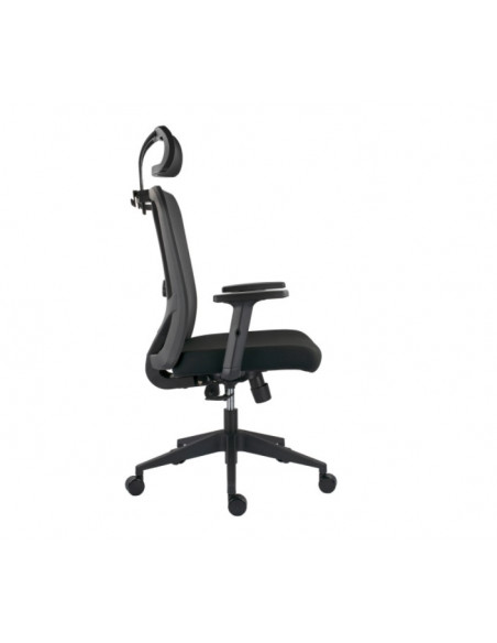 Scaun ergonomic Stacy-H, negru, spatar mesh, tetiera, brate