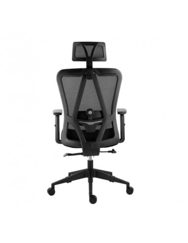 Scaun ergonomic Stacy-H, negru, spatar mesh, tetiera, brate