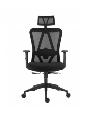Scaun ergonomic Stacy-H, negru, spatar mesh, tetiera, brate