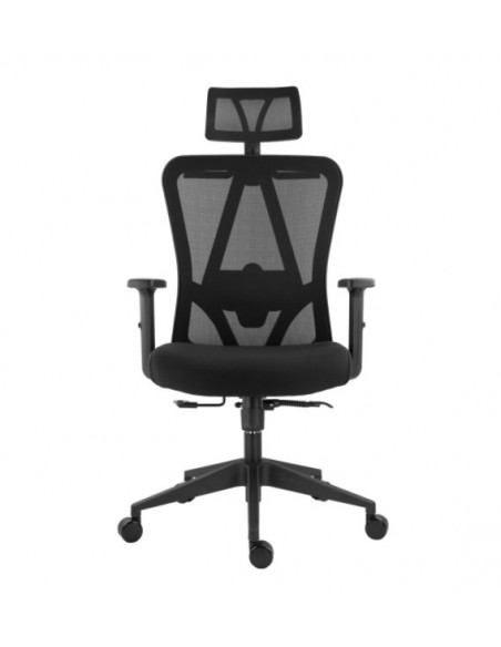 Scaun ergonomic Stacy-H, negru, spatar mesh, tetiera, brate