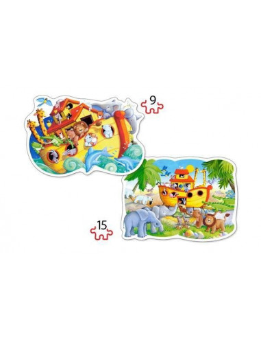 Arca lui Noe, Puzzle Castorland 2 in 1 - 9, 15 piese,Uniq20089