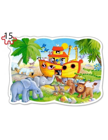 Arca lui Noe, Puzzle Castorland 2 in 1 - 9, 15 piese,Uniq20089