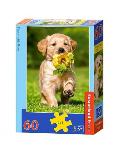 Catelus Cu Trandafir, Puzzle Castorland, 60 Piese,Uniq6939