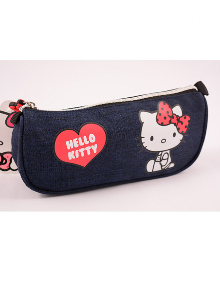 PENAR ETUI TRIUNGHIULAR HELLO KITTY DENIM ALBASTRU