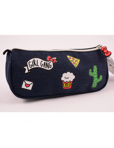 PENAR ETUI TRIUNGHIULAR HELLO KITTY DENIM ALBASTRU