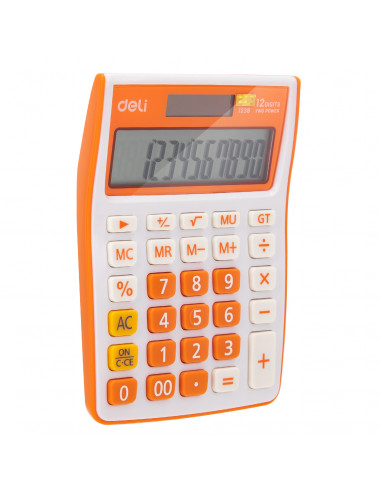 CALCULATOR BIROU 12DIG ALB-PORTOCALIU 1238 DELI,DLE1238O+++