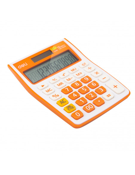 CALCULATOR BIROU 12DIG ALB-PORTOCALIU 1238 DELI,DLE1238O+++