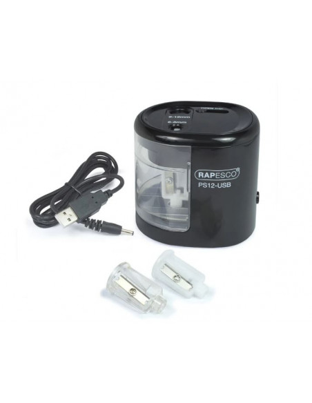 Ascutitoare dubla Rapesco PS12-USB, automata, negru,RP-1449