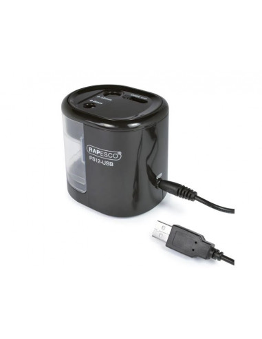 Ascutitoare dubla Rapesco PS12-USB, automata, negru,RP-1449