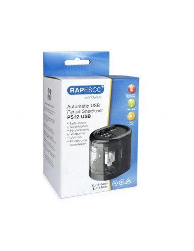 Ascutitoare dubla Rapesco PS12-USB, automata, negru,RP-1449