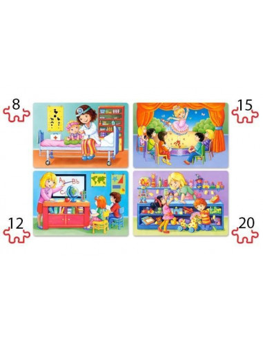 Imi Iubesc Locul De Munca, Puzzle Castorland 4 In 1 - 8, 12