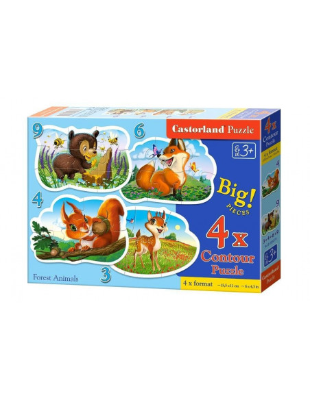 Animale Din Padure, Puzzle Castorland 4 In 1 - 3, 4, 6, 9