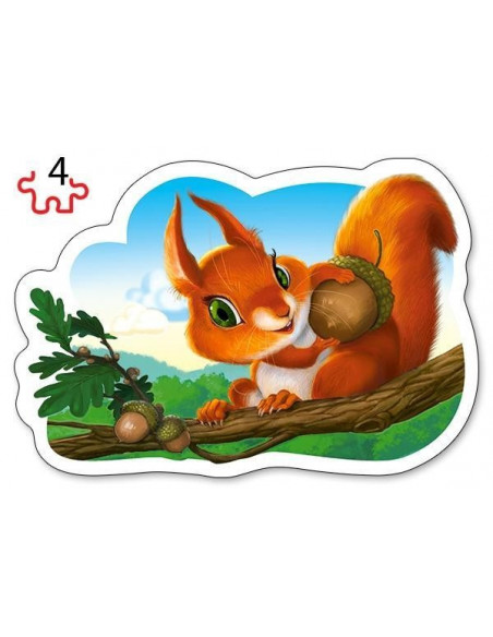 Animale Din Padure, Puzzle Castorland 4 In 1 - 3, 4, 6, 9