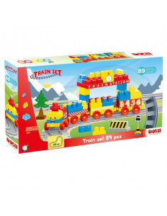 Set de constructii cu trenulet - 89 piese,D5082 2