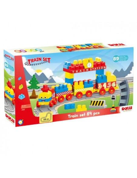 Set de constructii cu trenulet - 89 piese,D5082