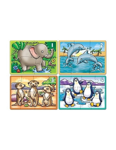 Set 4 Puzzle Animale (4 6 8 & 12 piese) ANIMALS FOUR IN A