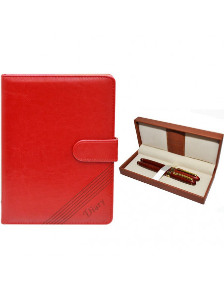 Set Office - Agenda A5 Nedatata Rosie cu magnet, 120 File cu Set Office - Agenda A5 Nedatata Rosie cu magnet, 120 File cu