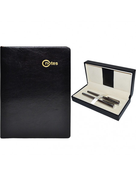 Set Office 9 - Agenda A5 Nedatata Neagra, 120 File cu Pix si Set Office 9 - Agenda A5 Nedatata Neagra, 120 File cu Pix si
