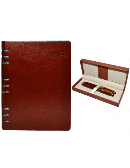 Set Office Agenda B5 Nedatata, 100 File cu Pix si Stilou Maro Set Office Agenda B5 Nedatata, 100 File cu Pix si Stilou Maro
