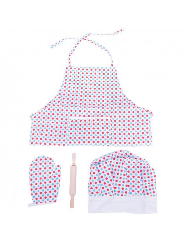 Set sortulet si accesorii alb cu buline,BJ633