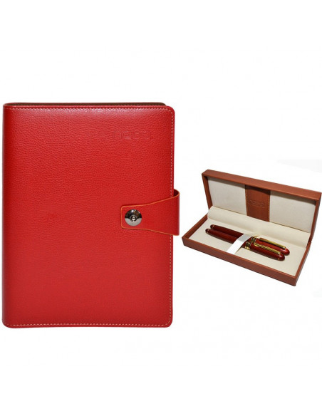 Set Office 3 - Agenda A5 Nedatata cu buton Rosie, 100 File cu Set Office 3 - Agenda A5 Nedatata cu buton Rosie, 100 File cu