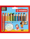 SW880102,Set 10 creioane colorate Stabilo Woody 3in1, portofel carton si ascutitoare