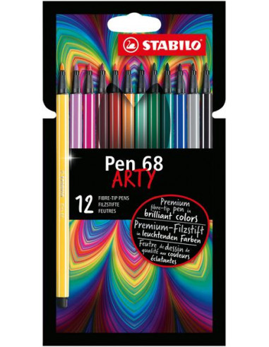 SW6812120,Carioca Stabilo Pen 68 ARTY, 12 culori/set