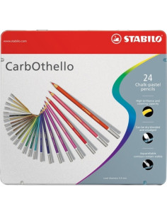 Set Creioane colorate Stabilo CarbOthello, cutie metal, 24 culori/set