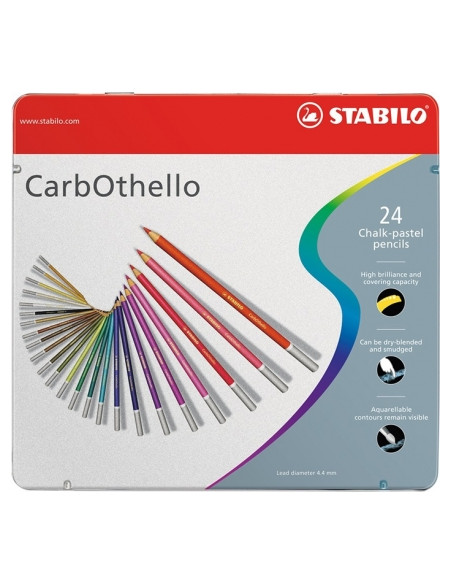 SW14246,Set Creioane colorate Stabilo CarbOthello, cutie metal, 24 culori/set
