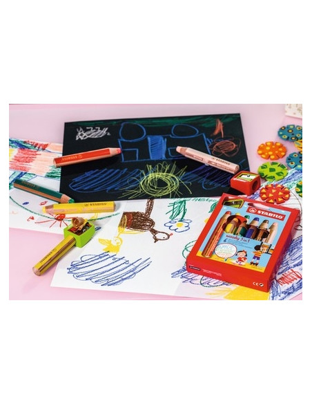 SW880183,Set 18 creioane colorate Stabilo Woody 3 in 1, pensula si ascutitoare incluse