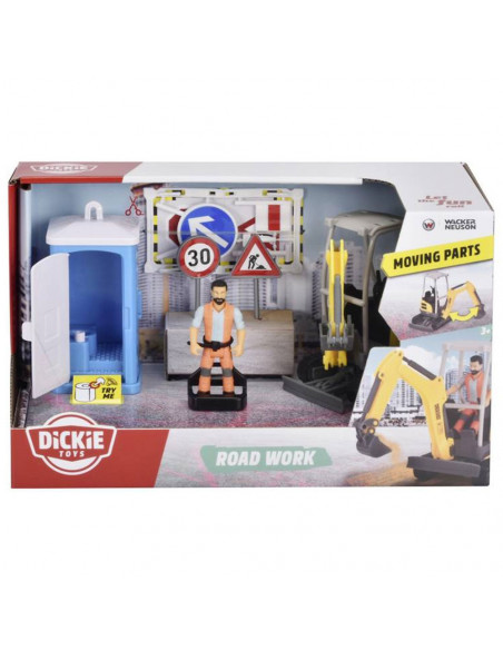 Set Dickie Toys Road Work excavator Neuson, figurina, semne