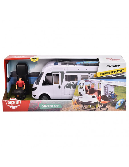 Rulota Dickie Toys Camper Hymer Camping Van Class B cu figurina