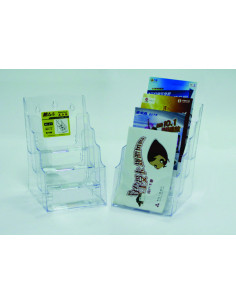 Display plastic pentru brosuri, de birou/perete, 4 x A5, KEJEA